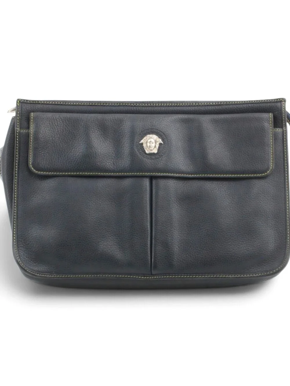 Gianni Versace Medusa Clutch Unisex Black Leather Vintage